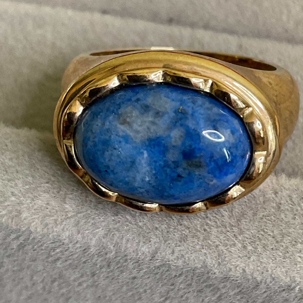 Blue Stone Gold Toned Sterling Silver Ring - Picture 4 of 5